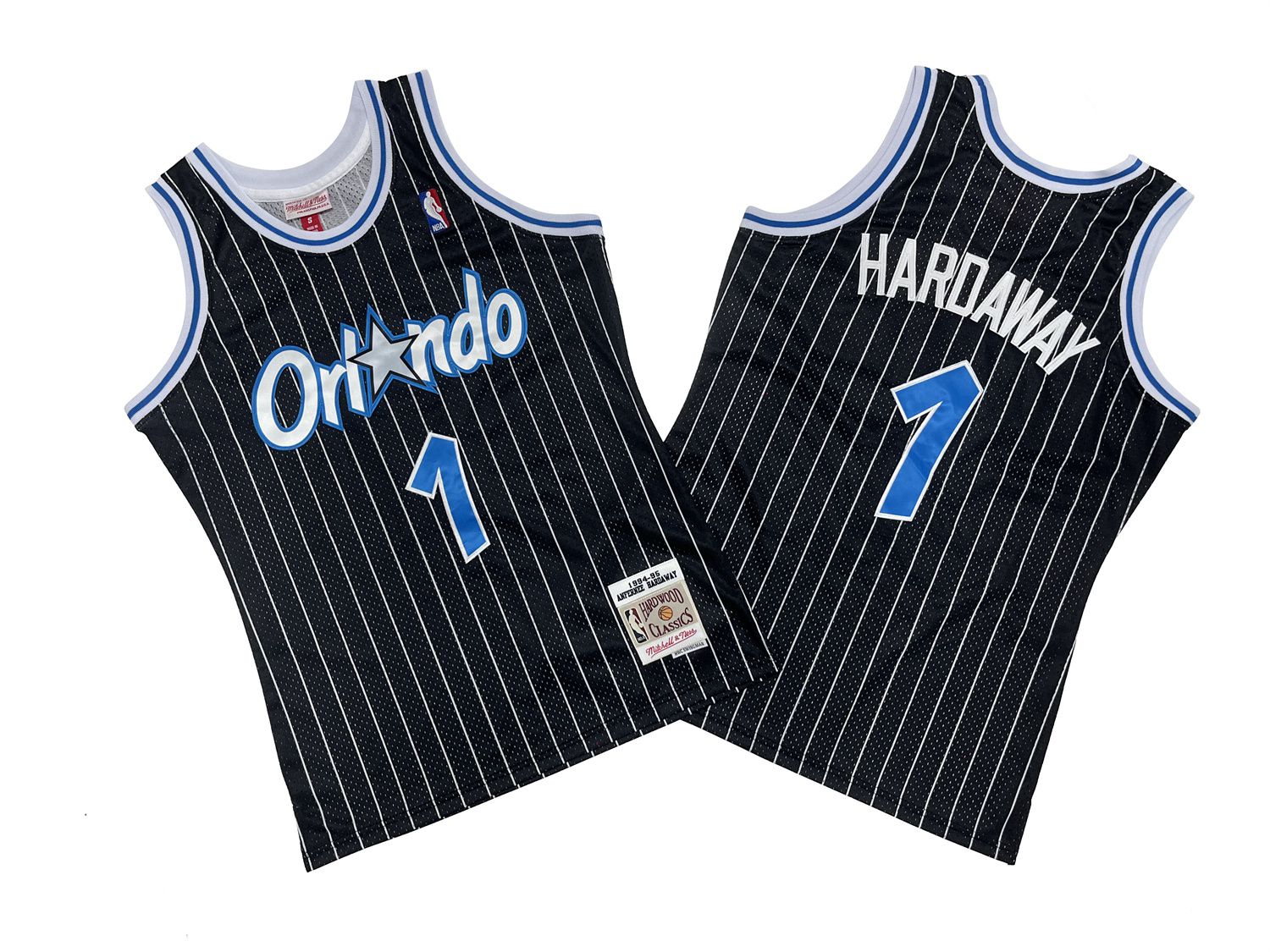 Men Orlando Magic #1 Hardaway Black Throwback NBA Jersey